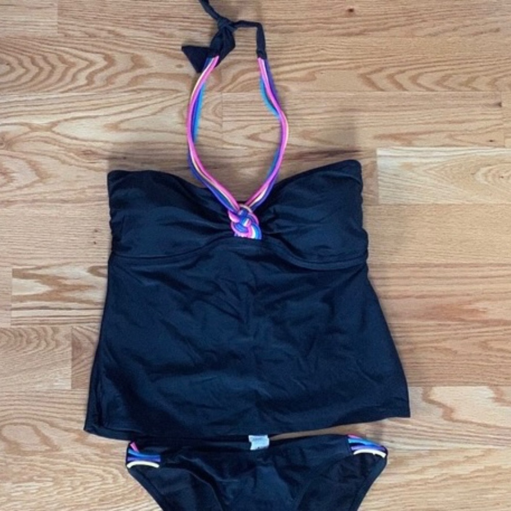 OP Black Tankini TOP--Large (11-13)